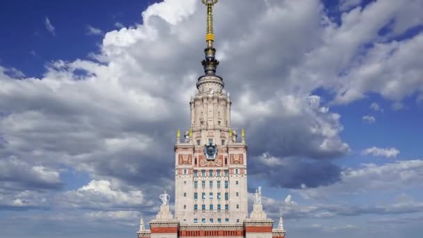 Huvudbyggnaden Lomonosov Moscow State University Sparrow Hills Sommardag Det Den — Stockvideo