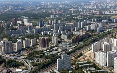 muhteşem havadan görünümü (340 m) Moskova, Rusya. Ostankino televizyon kulesinden göster