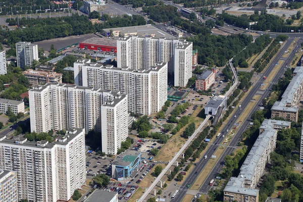 Espectacular vista aérea (340 m) de Moscú, Rusia. Vista desde la torre de televisión de Ostankino —  Fotos de Stock