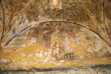 fresco quseir (Kasr) amra çöl Castle yakınındaki amman, jordan. dünya mirası ile ünlü fresk 's. 8. yüzyılda Emevi Halife Velid II tarafından inşa edilmiş.