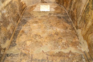 fresco quseir (Kasr) amra çöl Castle yakınındaki amman, jordan. dünya mirası ile ünlü fresk 's. 8. yüzyılda Emevi Halife Velid II tarafından inşa edilmiş.
