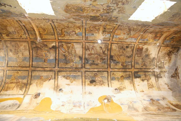 Fresco på quseir (qasr) amra öken castle nära amman, Jordanien. världsarv med berömda fresk. byggdes av 700-talet av den umayyadiska Kalif walid ii — Stockfoto