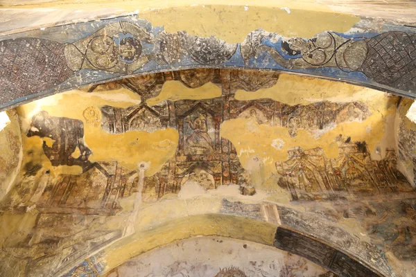 Fresco in quseir (qasr) amra woestijn castle in de buurt van amman, Jordanië. werelderfgoed met beroemde fresco. in de 8e eeuw gebouwd door de Omajjaden kalief walid ii — Stockfoto