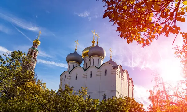 Novodevichy Klášter Bogoroditse Smolensky Klášter Slunečného Podzimního Dne Katedrála Panny — Stock fotografie