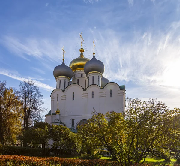 Novodevichy Klasztor Bogoroditse Smolensky Klasztor Słoneczny Jesienny Dzień Katedra Matki — Zdjęcie stockowe