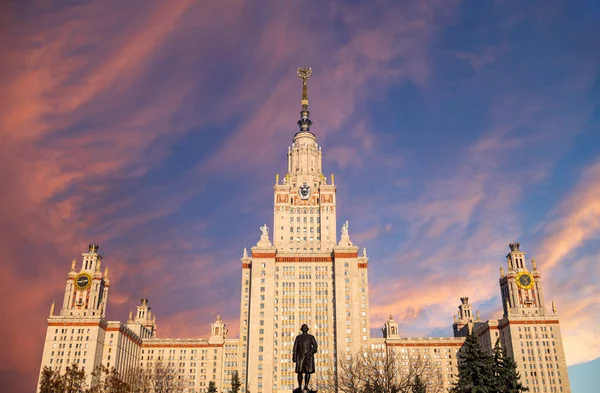 Edificio Principal Lomonosov Universidad Estatal Moscú Sparrow Hills Fondo Del — Foto de Stock