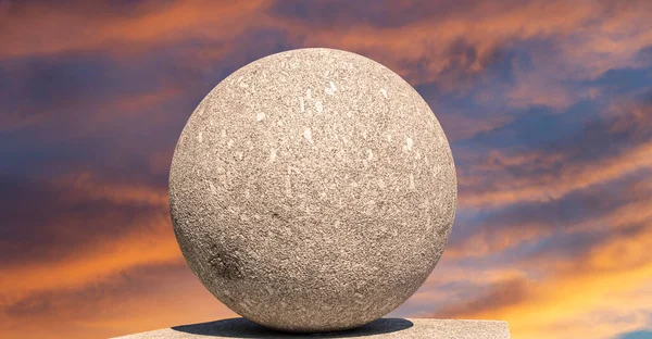 Gran Bola Granito Fondo Del Cielo Con Nubes — Foto de Stock