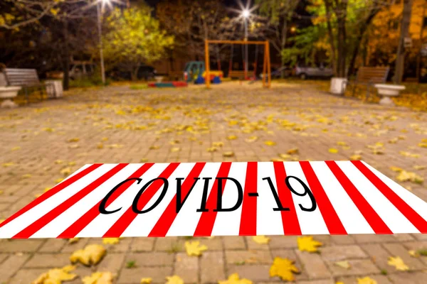 Coronavirus Moskau Russland Ein Leerer Spielplatz Einer Herbstnacht Einem Der — Stockfoto