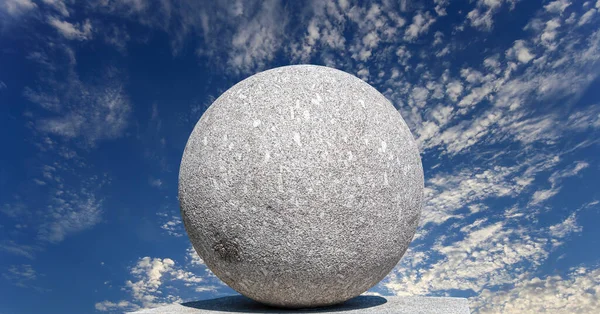 Large Granite Ball Background Sky Clouds — Stock Photo, Image