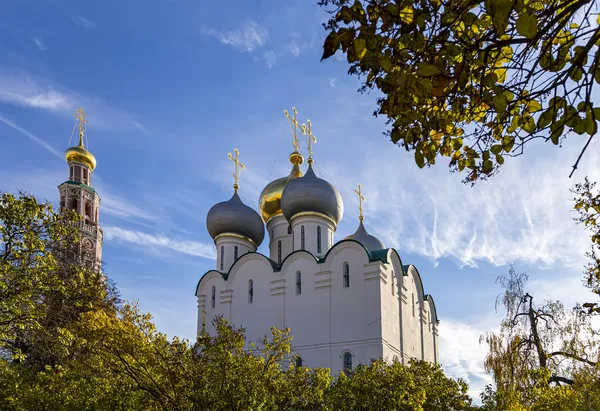 Novodevichy Klasztor Bogoroditse Smolensky Klasztor Słoneczny Jesienny Dzień Katedra Matki — Zdjęcie stockowe
