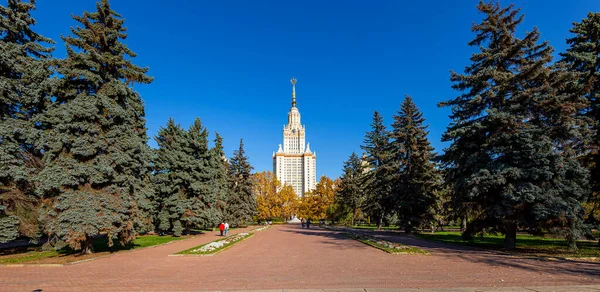 Moskw Rusja Październik 2021 Główny Budynek Państwowego Uniwersytetu Łomonosowa Moskwie — Zdjęcie stockowe
