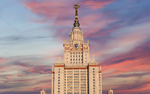 Huvudbyggnaden Lomonosov Moscow State University Sparrow Hills Bakgrunden Himlen Med — Stockfoto