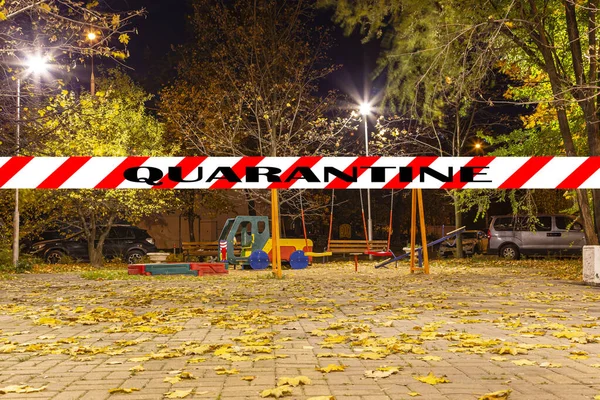 Coronavirus Moscow Russia Empty Playground Autumn Night One Residential Areas — Stock Photo, Image