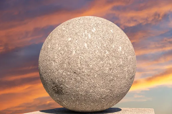 Large Granite Ball Background Sky Clouds — Stock Photo, Image