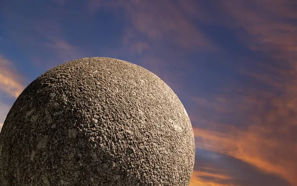 Gran Bola Granito Fondo Del Cielo Con Nubes — Foto de Stock