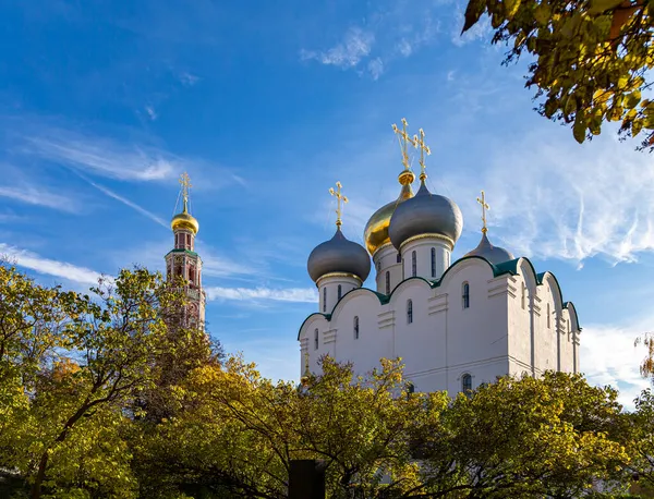 Novodevichy Klášter Bogoroditse Smolensky Klášter Slunečného Podzimního Dne Katedrála Panny — Stock fotografie