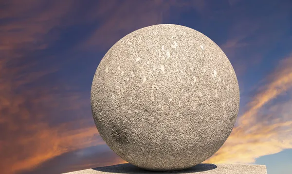 Large Granite Ball Background Sky Clouds — Stock Photo, Image