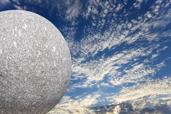 Large Granite Ball Background Sky Clouds — Stock Photo, Image