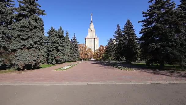 Moscow Ryssland Augusti 2021 Huvudbyggnaden Lomonosov Moscow State University Sparrow — Stockvideo