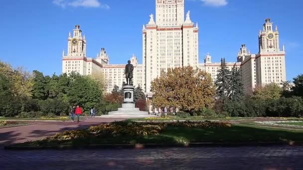 Moscow Russia August 2021 Main Building Lomonosov Moscow State University — Stockvideo