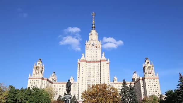 Moscow Russia Αυγουστου 2021 Κεντρικό Κτίριο Του Κρατικού Πανεπιστημίου Της — Αρχείο Βίντεο