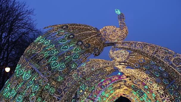 モスクワ ロシア Vernadskogo プロスペクトに大きなモスクワ サーカス近くの飾り付け 正月休み — ストック動画
