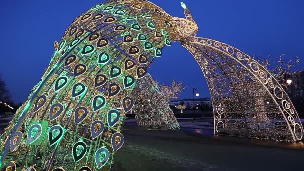 Navidad Vacaciones Año Nuevo Decoración Moscú Por Noche Rusia Cerca — Vídeo de stock