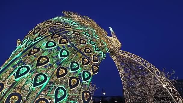 Weihnachtsdekoration Moskau Der Nacht Russland Der Nähe Des Großen Moskauer — Stockvideo
