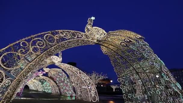 Natal Liburan Tahun Baru Dekorasi Moskow Malam Hari Rusia Dekat — Stok Video