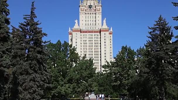 Huvudbyggnaden Lomonosov Moscow State University Sparrow Hills Sommardag Det Den — Stockvideo