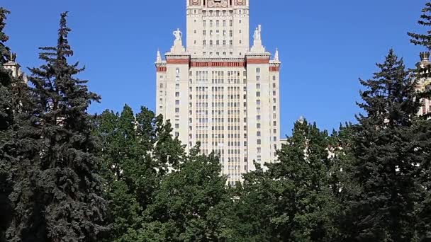 Huvudbyggnaden Lomonosov Moscow State University Sparrow Hills Sommardag Det Den — Stockvideo