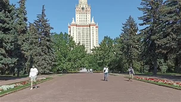 Moscow Russia Október 2021 Lomonoszov Területén Moszkvai Állami Egyetem Msu — Stock videók