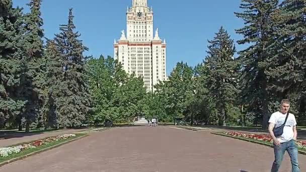 Moscow Russia Október 2021 Lomonoszov Területén Moszkvai Állami Egyetem Msu — Stock videók