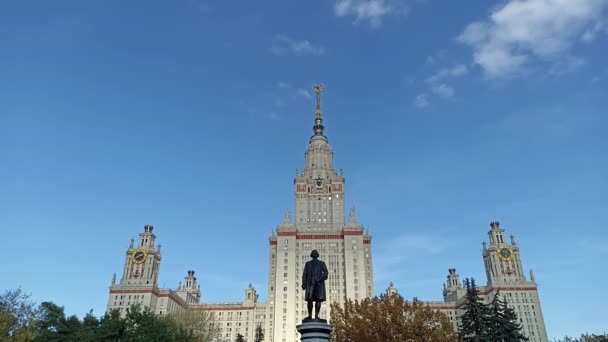 Clădirea Principală Universității Stat Din Moscova Din Sparrow Hills Ziua — Videoclip de stoc