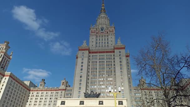 Edifício Principal Universidade Estadual Lomonosov Moscou Sparrow Hills Outono Dia — Vídeo de Stock