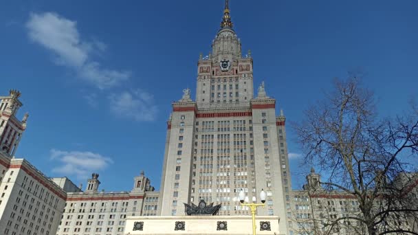 Edifício Principal Universidade Estadual Lomonosov Moscou Sparrow Hills Outono Dia — Vídeo de Stock