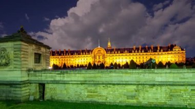 Les Invalides (The National Residence of the Invalids) against the sky at night. Paris, France