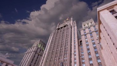 Ministry of Foreign Affairs of the Russian Federation against the sky (at night), Moscow, Russia