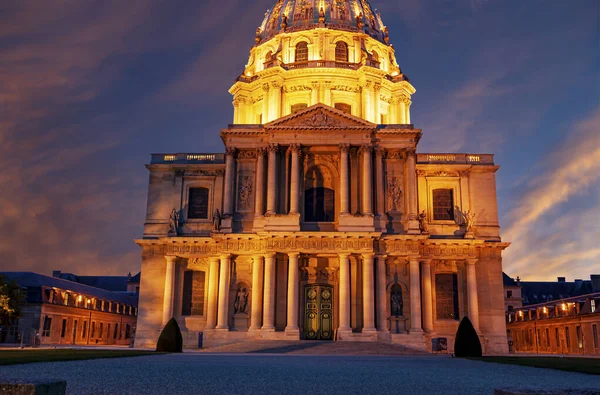 Les Invalides Narodowa Rezydencja Inwalidów Nocy Paryż Francja — Zdjęcie stockowe