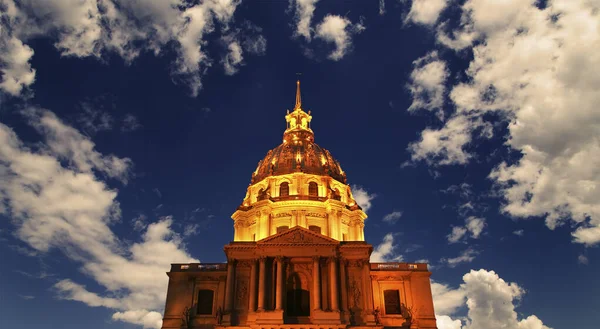 Les Invalides National Residence Invalids Νύχτα Παρίσι Γαλλία — Φωτογραφία Αρχείου