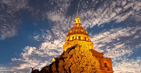 Les Invalides National Residence Invalids Νύχτα Παρίσι Γαλλία — Φωτογραφία Αρχείου