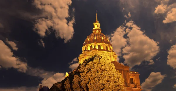 Les Invalides National Residence Invalids Νύχτα Παρίσι Γαλλία — Φωτογραφία Αρχείου