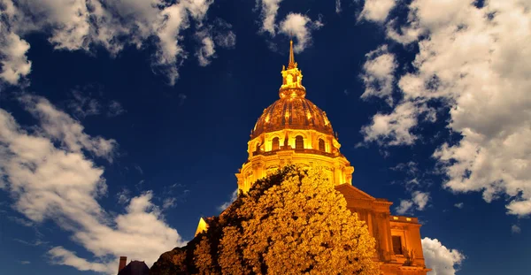 Les Invalides National Residence Invalids Νύχτα Παρίσι Γαλλία — Φωτογραφία Αρχείου