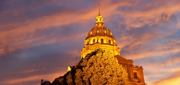 Les Invalides Narodowa Rezydencja Inwalidów Nocy Paryż Francja — Zdjęcie stockowe