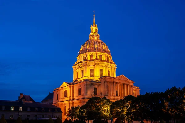 Les Invalides National Residence Invalids Νύχτα Παρίσι Γαλλία — Φωτογραφία Αρχείου