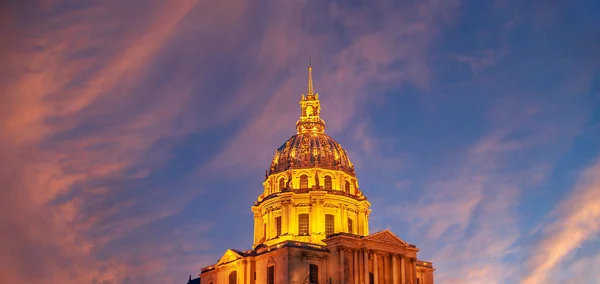 Les Invalides Résidence Nationale Des Invalides Nuit Paris France — Photo