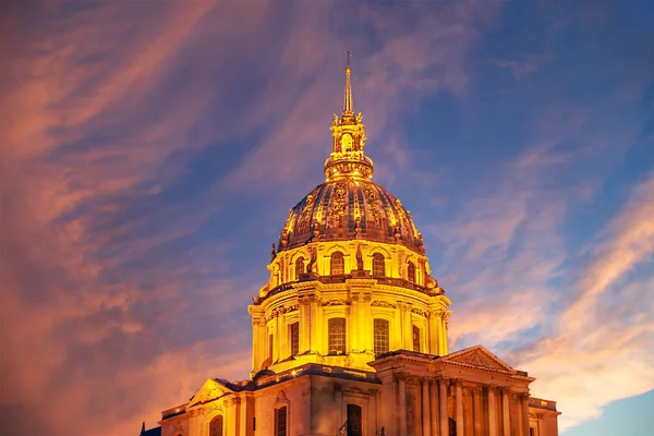 Les Invalides National Residence Invalids Νύχτα Παρίσι Γαλλία — Φωτογραφία Αρχείου