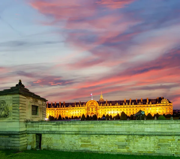 Les Invalides National Residence Invalids Gece Vakti Paris Fransa — Stok fotoğraf