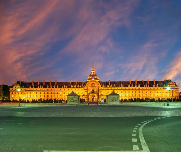 Les Invalides Národní Rezidence Invalidů Noci Paříž Francie — Stock fotografie
