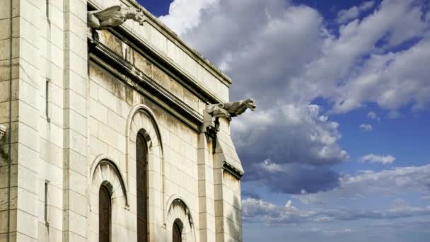 巴黎圣心大教堂 Basilica Sacred Heart Paris 俗称圣心大教堂 Sacre Coeur Basilica 位于法国巴黎的蒙马特区 — 图库视频影像